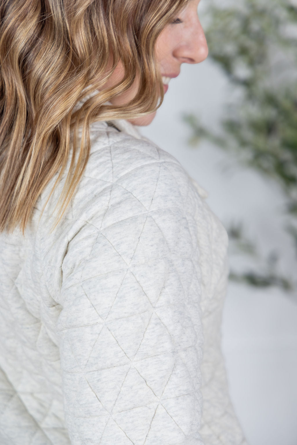 Geometric Button Snap Pullover - Oatmeal